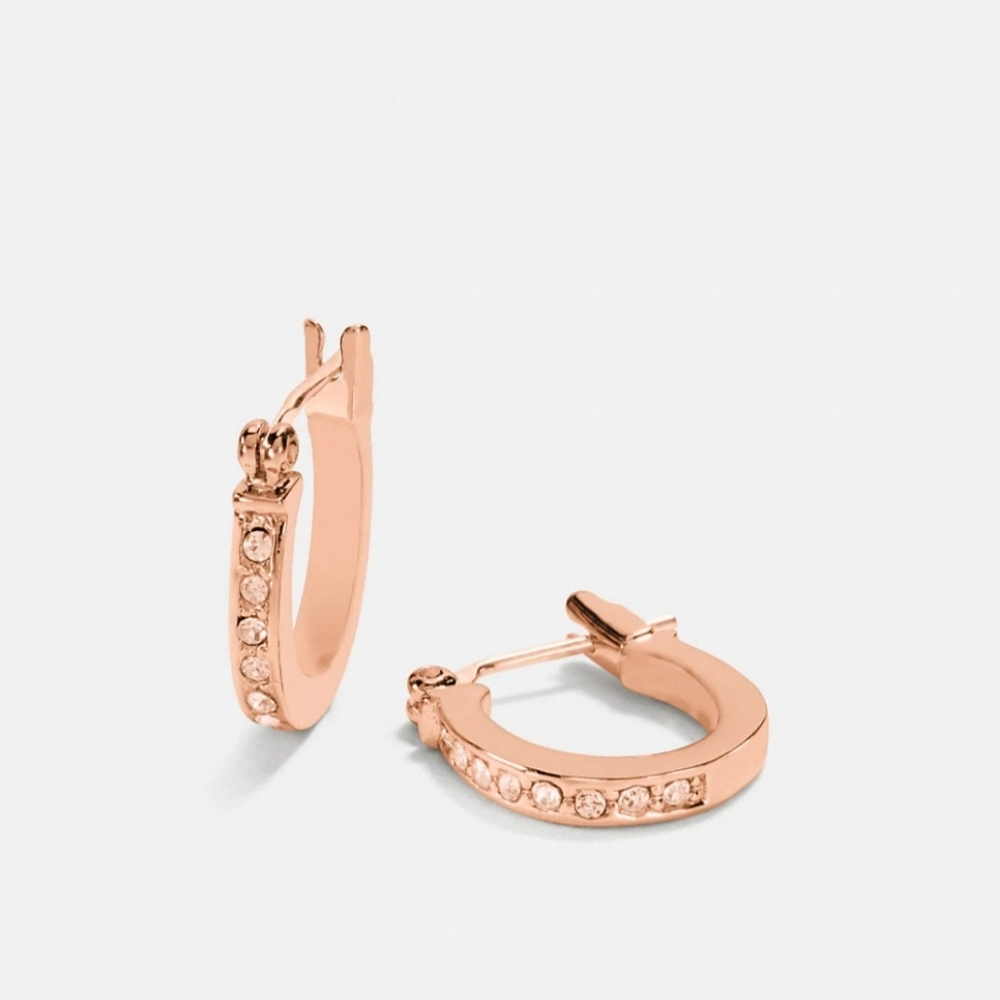 Coach Pave Signature Huggie Earrings